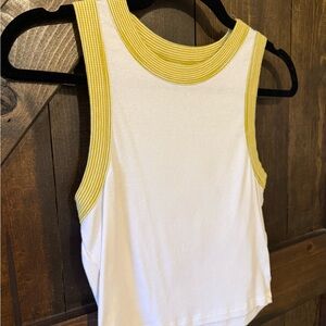 Madewell White Tank Top with Yellow Trim